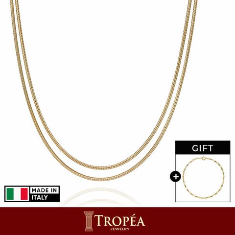 트로페아(TROPEA) 18K 더블 오메가 목걸이+18k 샤이닝 체인 팔찌