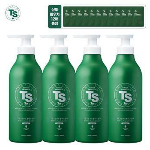 TS그린프로폴리스샴푸 500gX4+저스트TS샴푸 6gX12