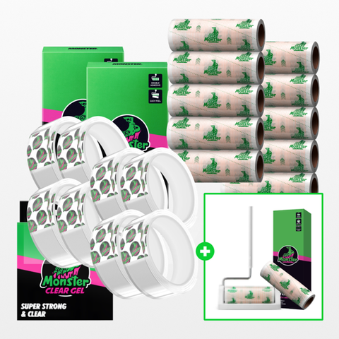 (더블) 몬스터 클리어겔 1M 8개 + 돌돌이 세트 (돌돌이 12개+롱핸들+거치대)