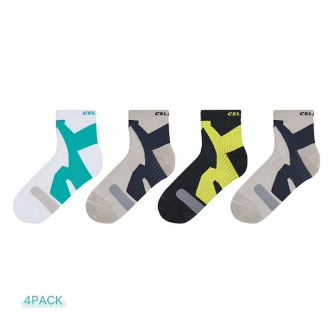 [셀버린 테이핑 양말 남자 단목 4팩] 스포츠 헬스 러닝 등산 골프 양말