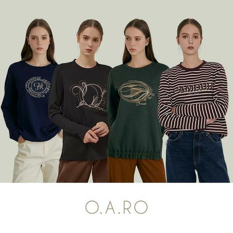 [롯데카드5%할인]오아로 24FW 자수 아트웍 티블라우스 4종