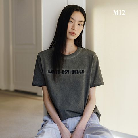 M12 25SS 여성 피그먼트 레터링 티셔츠 3종