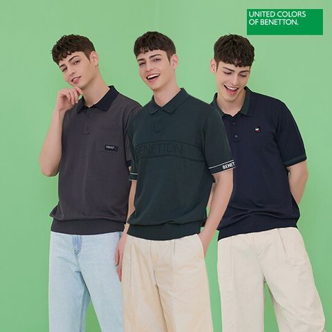 O [베네통스포츠] 25SS 남성 반팔 카라 니트 3종