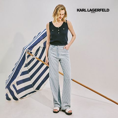 칼라거펠트 25SS 린넨블렌딩 다이아 펀칭 데님