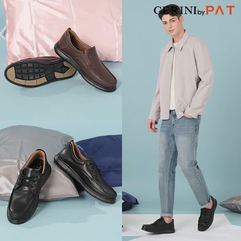 W단독_[CERINI by PAT]남성라미네이트코팅소가죽컴포트워킹슈즈2종세트 