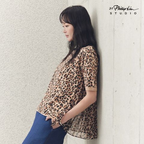 25SS 썸머 레오파드 플리츠 블라우스