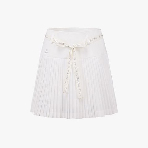 리본 세트 플리츠 스커트(화이트)