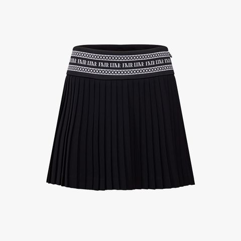 로고 밴드 플리츠 스커트(블랙)