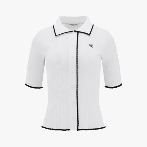 스켈럽 카라 칠부 니트 (화이트)