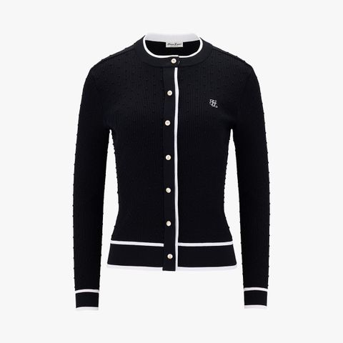 도트 리브 가디건(블랙)