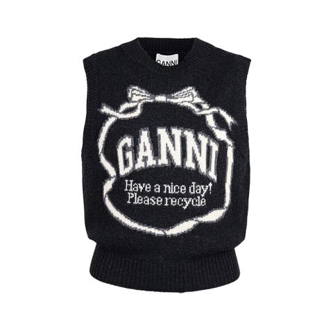 GANNI 여성 그래픽 보우 니트 베스트