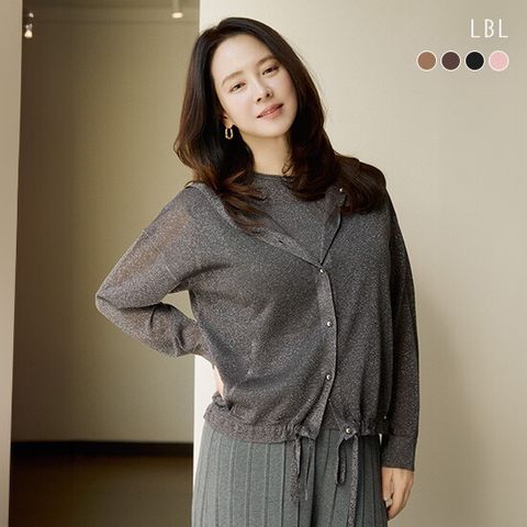 25SS 글리터 펄 후드가디건+슬리브리스 니트 SET