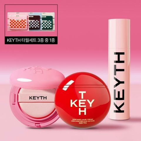 [삼성카드5%할인] [KEYTH] 핑크 마그넷 쿠션 핸드크림 패키지 (쿠션+선세럼+핸드크림+타올 3종)