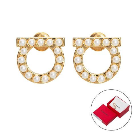 [카드 5%할인]페라가모 간치니 펄 귀걸이(골드)