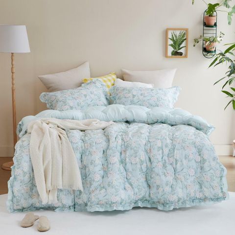 [메종노아]에밀리 가든 Q 차렵이불+베개커버 세트 (퀸, 민트/핑크/블루 중 택1) 