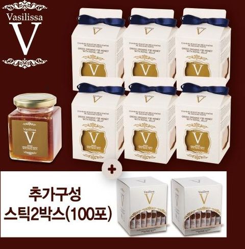 유기농 바실리사 로열젤리 그릭허니 6병+허니스틱 2박스