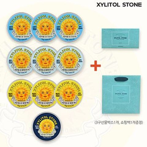 자일리톨스톤 10개입(오리지널맛X3+페퍼민트부스터X3+레몬향X3+졸음캔디)+선물박스+선물종이백