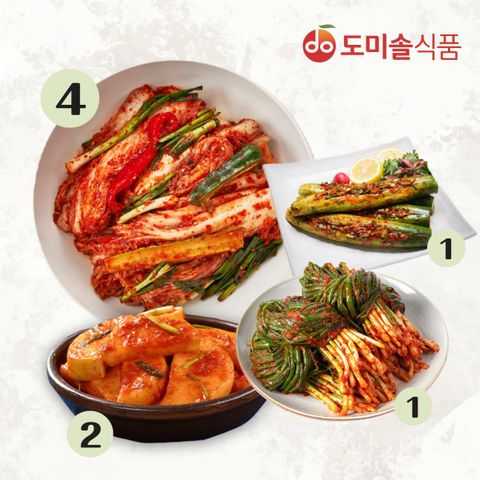 [삼성카드5%할인]도미솔 박미희 봄맞이 별미김치 4종(겉절이4kg+석박지2kg+통오이1kg+파김치1kg) / 총8kg
