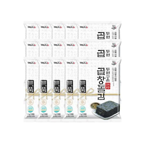 [삼성카드5%할인][예지]두번구운 진도 토종 특곱창돌김 35g(10매) x15봉