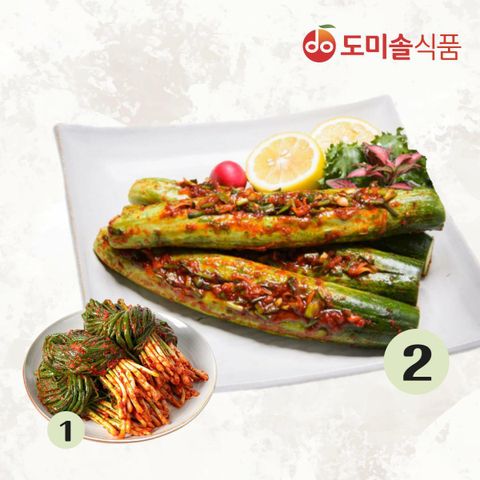 [삼성카드5%할인](m)도미솔 박미희 오이통김치2kg+파1kg 구성