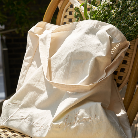 제니리본 트윈포켓 에코백(자수_아이보리)