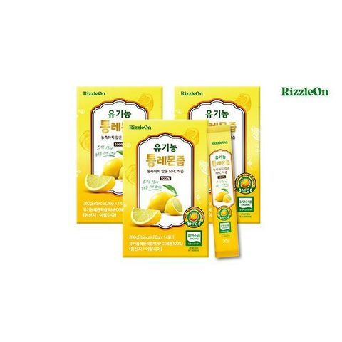(M) 리즐온 유기농 통레몬즙 3박스 (20g*14포*3박스)