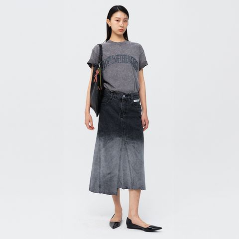 옴브레 워싱 데님스커트_BK