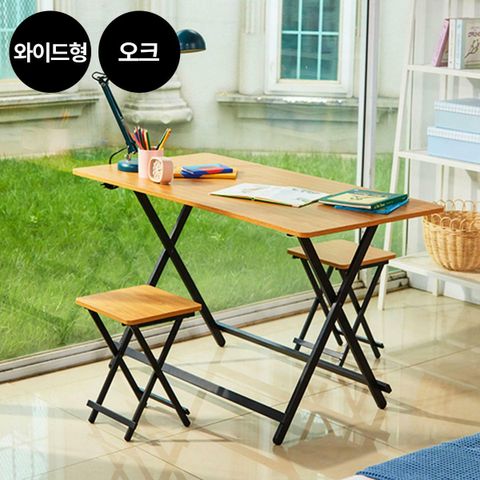 [카드 5%할인][와이드] 까사마루 오드리 접이식 테이블 와이드형 세트 (1200 테이블 + 의자 2개)