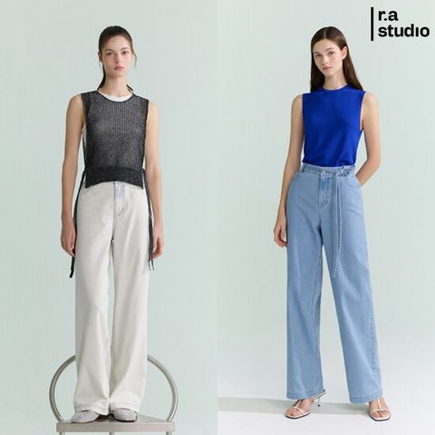 라스튜디오 25SS 와이드 벨티드 여성 데님 2종