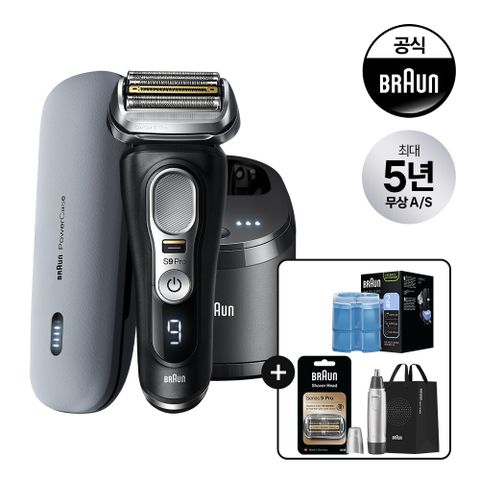 브라운 면도기 시리즈9 PRO 9470cc 블랙 + [특별구성] 파워케이스, 면도날망, 코털제거기,  세정액2입, 쇼핑백