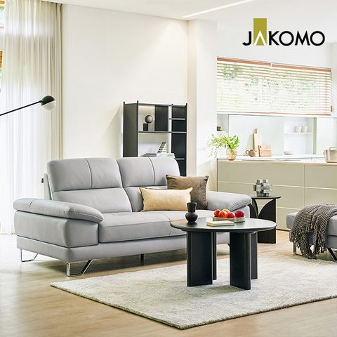 패시브 3인 천연면피 소가죽 소파+스툴