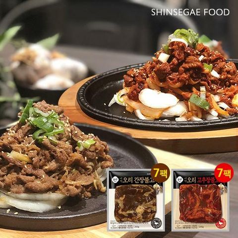 [삼성카드5%할인]신세계푸드 올반 오리 바짝 불고기 14팩 (간장맛 200gx7팩 + 고추장맛 200gx7팩)