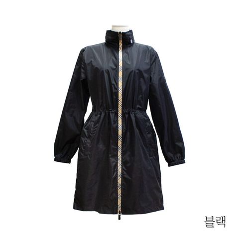 버버리 체크배색 롱 윈드브레이커