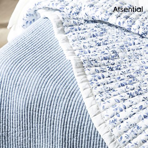 [앳센셜]수퍼싱글_순면 60수 워싱 스프레드 2장+베개커버2장