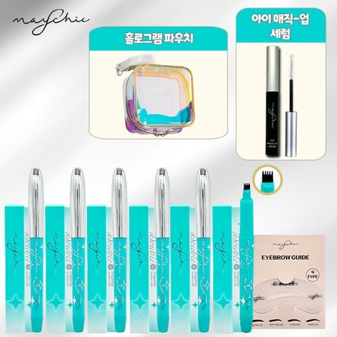 [썸머민트에디션/메이시크] 더블업 핑거팁 아이브로우틴트 매니아 패키지(아이브로우 틴트 6 + 가이드 + 눈썹영양세럼 + 파우치백)