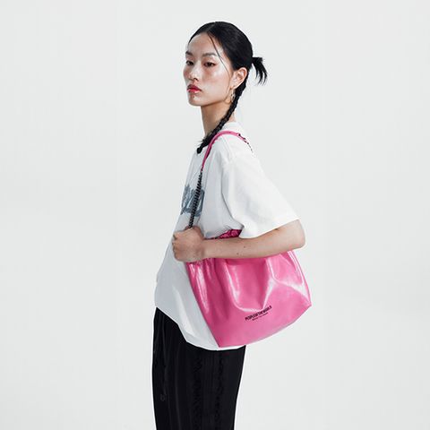 멜로우 체인 레더 버킷백_PK