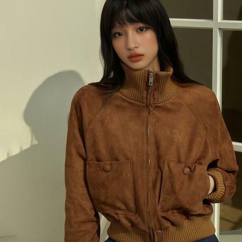 [카드 5%할인][299,000원 초특가]로보 스웨이드 하이넥 보머 재킷