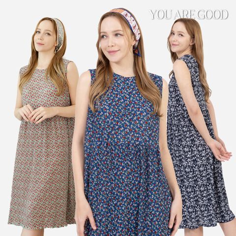 유아굿 잔꽃플리츠 민소매원피스3종