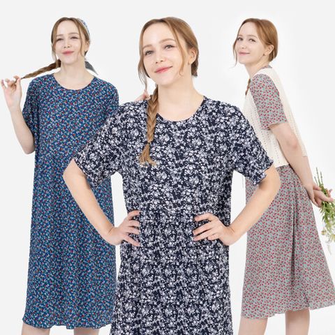 유아굿 잔꽃플리츠 반팔원피스3종