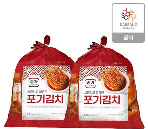 (종가집) 종가 중부식 포기김치 10.4kg (5.2kg X 2)