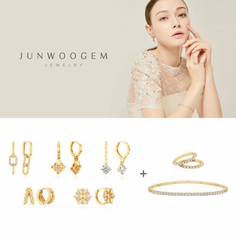 [총 8종] 준우젬 18K침 컷팅 귀걸이 5종+방송중 추가구성(테니스 3종세트)