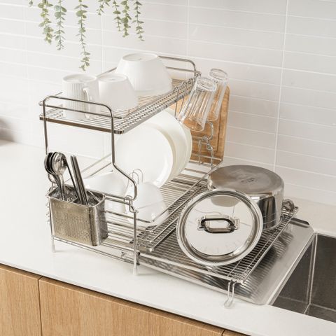 [비밀상품]  뽀큐트 식기건조대 설거지건조대 스텐 그릇 1단 2단 건조대 풀세트