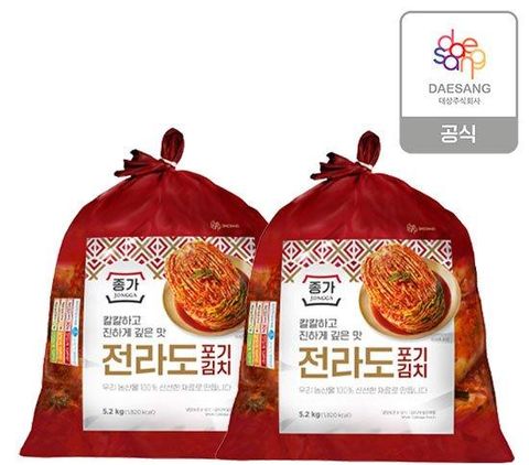 (종가집) 종가 전라도식 포기김치 10.4kg (5.2kg X 2)