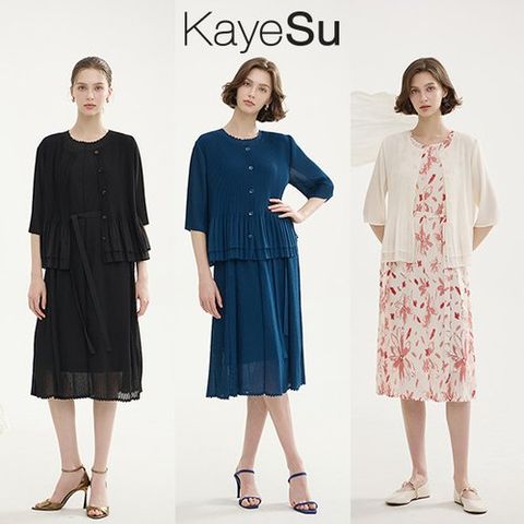 (런칭가 88,000원)[케이수] 25SS 씬 플리츠 자켓+원피스+슬립 셋업 3종