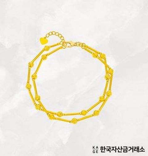한국자산금거래소 24K 스틱 샤인 볼 두줄 팔찌