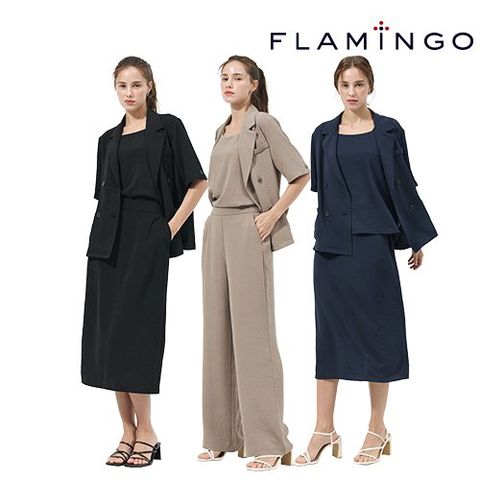 [런칭가 69,900원][후라밍고] 25SS NEW+ 리얼 크링클 썸머 수트 셋업 4PCS(하프재킷+탑블라우스+팬츠+스커트)