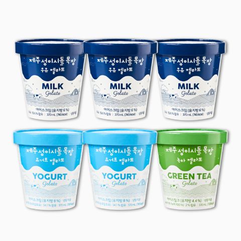 제주 성이시돌 목장 젤라또 6개 Set (우유3+요거트2+녹차1)