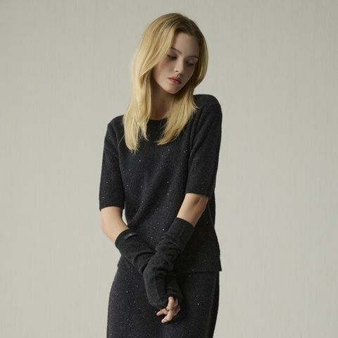 ●25FW 캐시미어 시퀸 블렌드 소프트 하프슬리브 니트