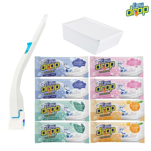 [삼성카드5%할인](방송에서만) 이지드롭 시즌3 변기클리너 기본 패키지 102회 세트 (핸들1개, 케이스 1개, 클리너 리필 8팩, 무료체험 6회분)