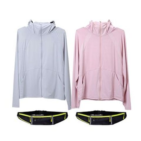 퀵맘 냉감 UV 자켓(연핑크+연블루)+힙색X2